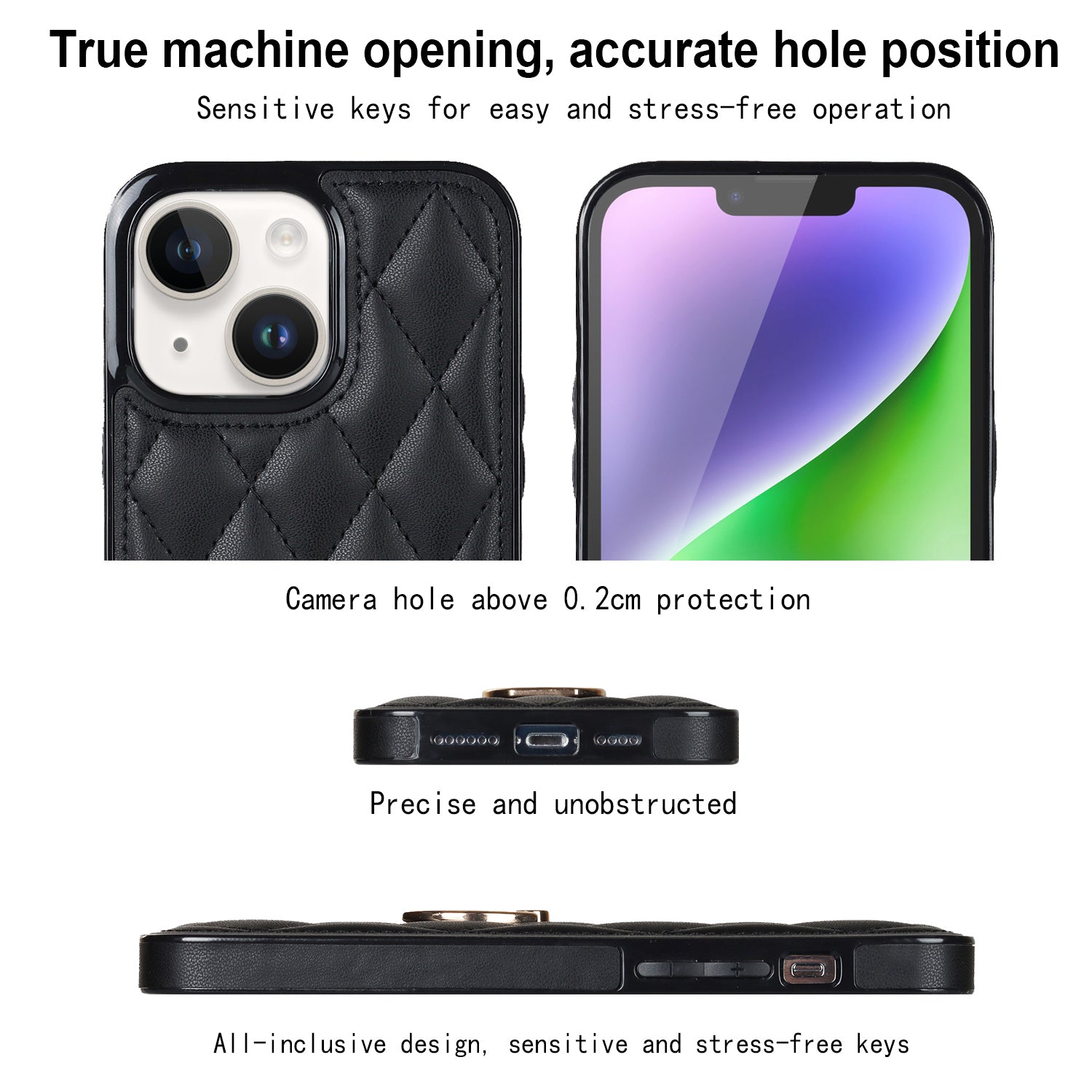 For iPhone 14 Plus Ring Holder Kickstand PU Leather TPU Phone Case Rhombus Grid Pattern Imprinted Non-Slip Protective Cover For iPhone 14 Plus Ring Holder Kickstand PU Leather TPU Phone Case Rhombus Grid Pattern Imprinted Non-Slip Protective Cover